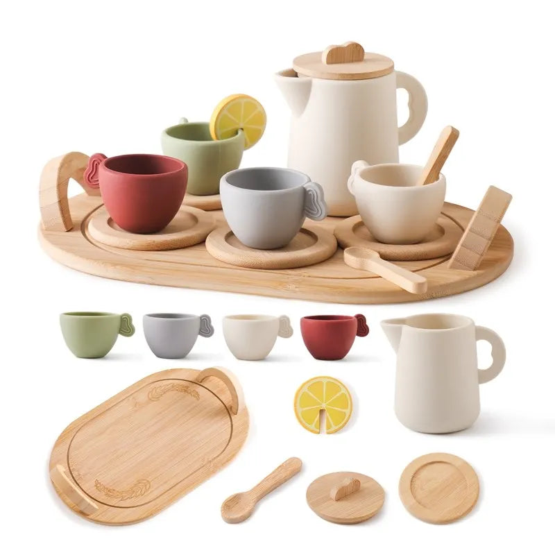 Charming Silicone and Wood Montessori Afternoon Tea Sets