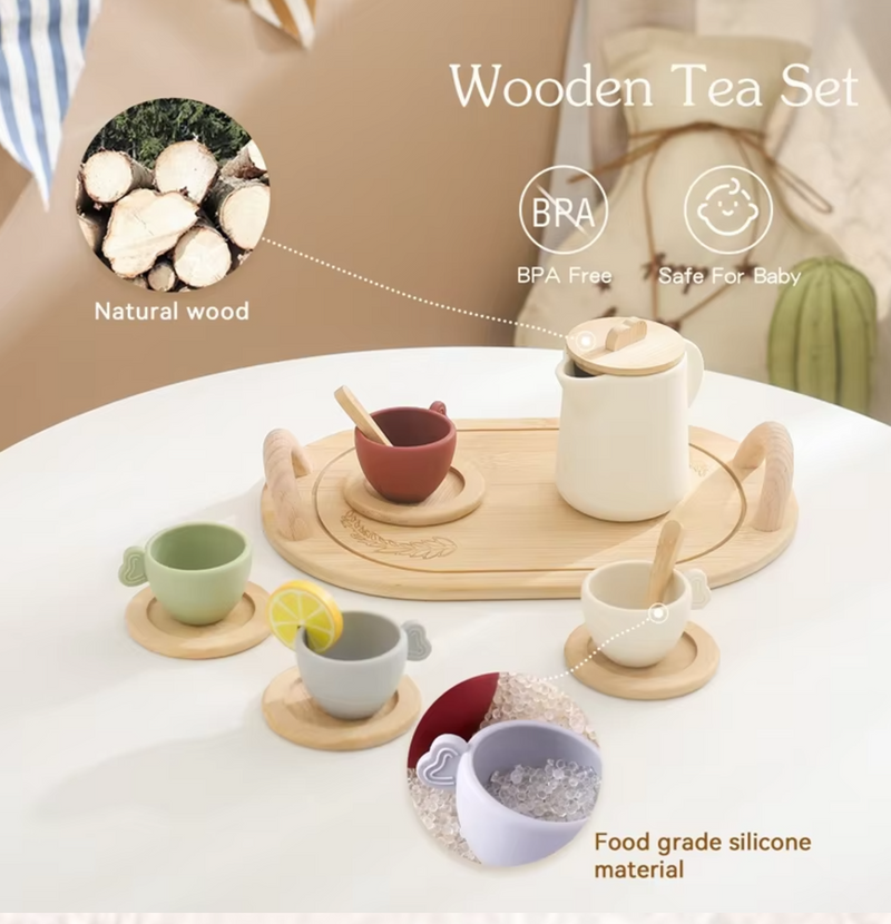 Charming Silicone and Wood Montessori Afternoon Tea Sets